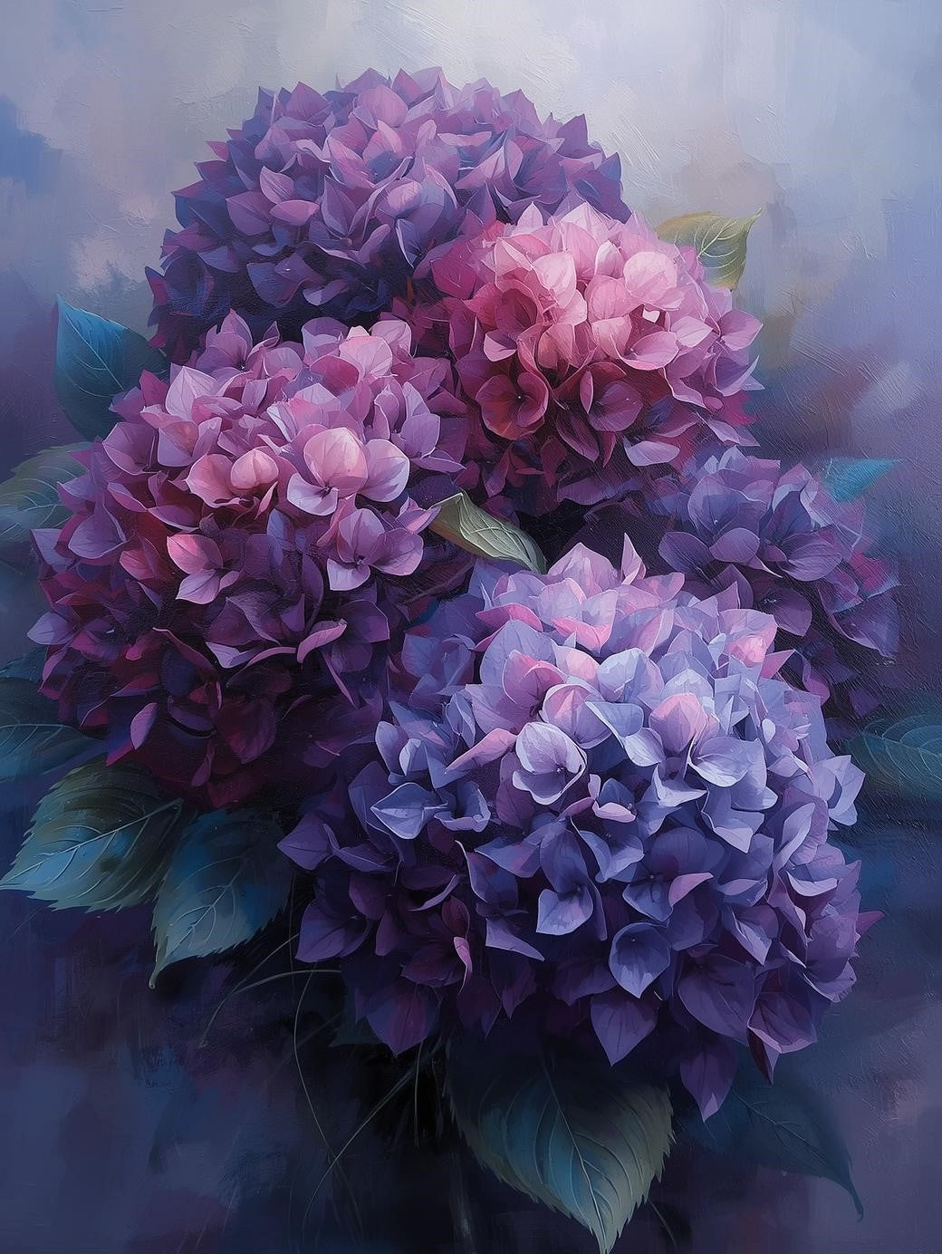 Paint by Number Velvet Hydrangea Blooms – Floral Paint by Number Kit