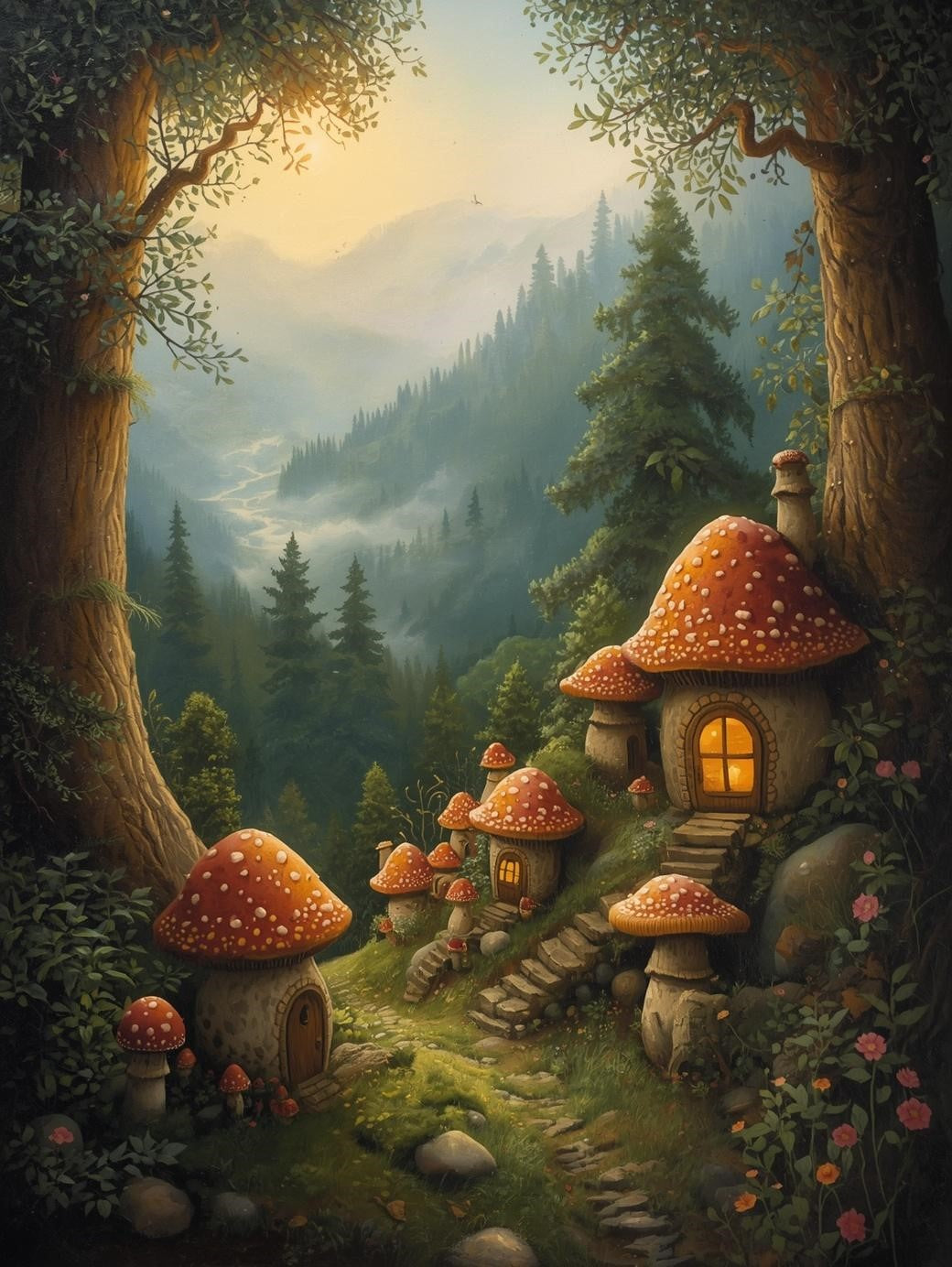Paint by Number Mushroom Valley Homes – Paint by Number for Adults