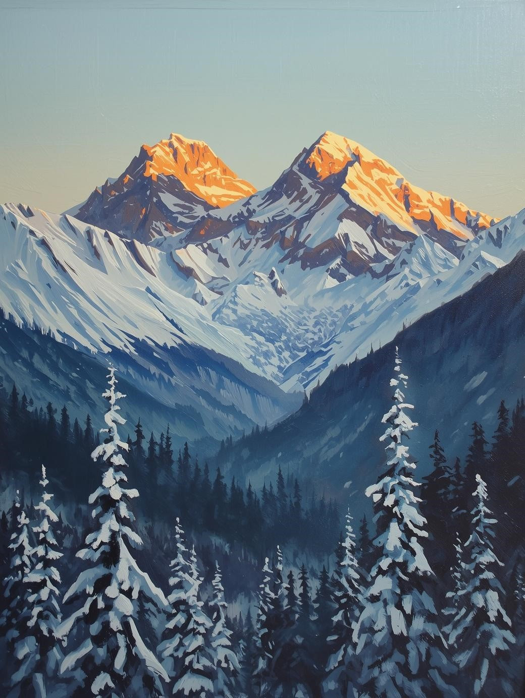 Paint by Number Snowy Mountain Peaks at Sunrise - DIY Paint by Number Kit for Adults