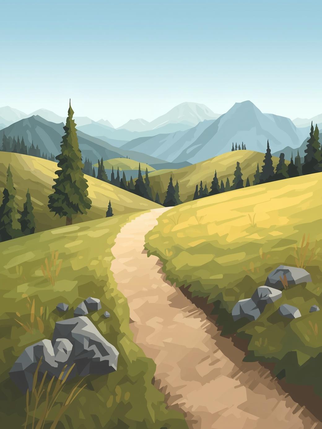 Paint by Number Rolling Meadow Path – Beginner Friendly Paint by Number Kit