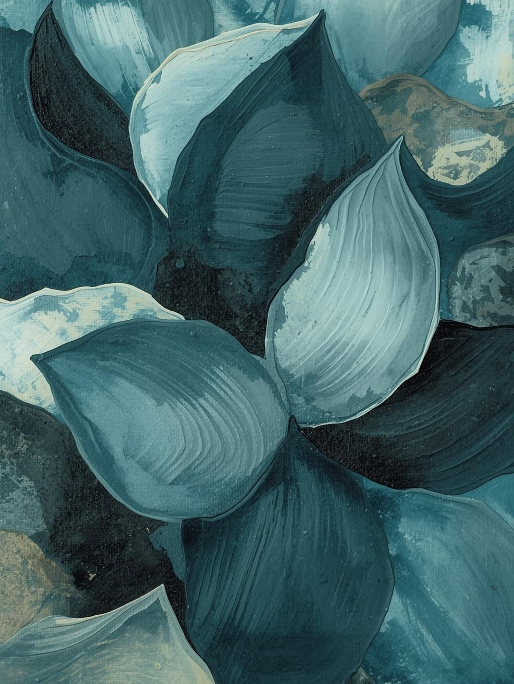 Paint by Number Moody Teal Petals – Abstract Floral Canvas Kit for Adults