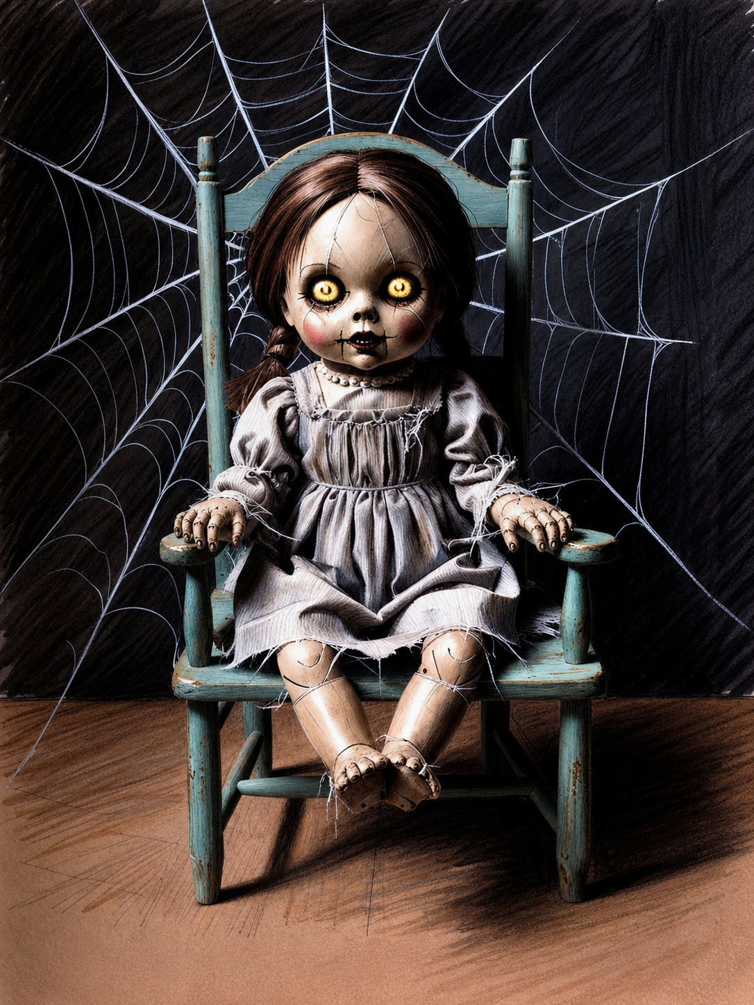 Paint by Number Eerie Porcelain Doll – Creepy Canvas Paint by Number Kit