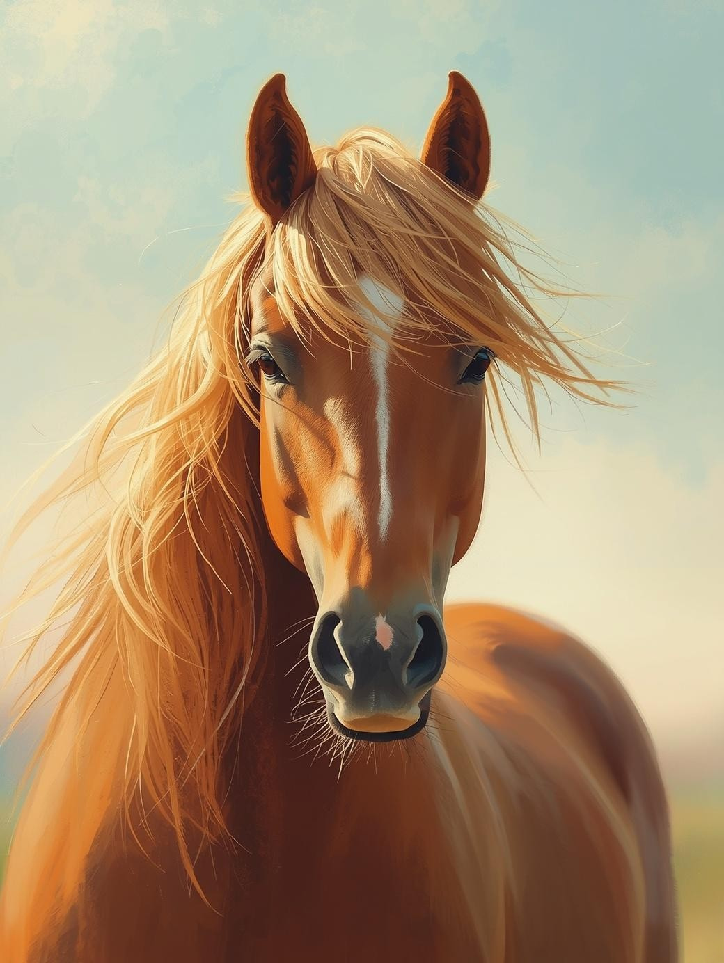Paint By Number Close-Up Chestnut Horse Face Portrait – Canvas Paint by Number Kit
