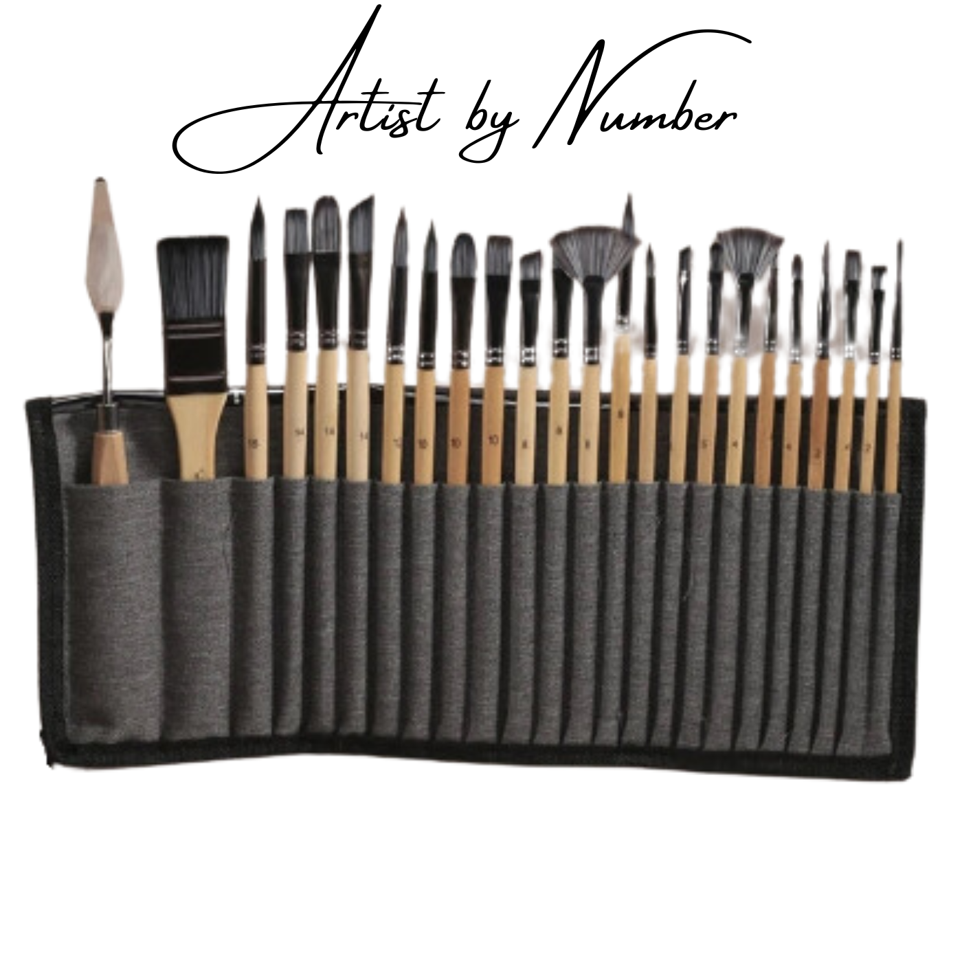 24 Piece Premium Artist Paint Brush Set with Roll up Pouch