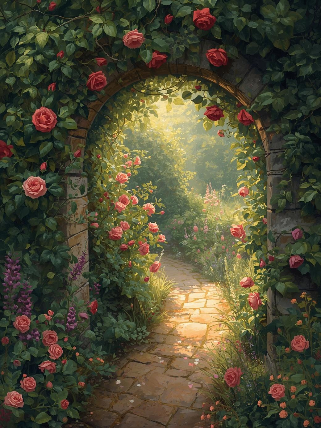 Paint by Number Colorful Victorian Garden