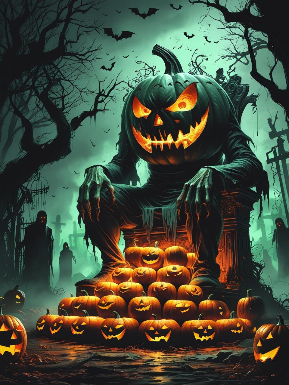Crown of Shadows: Pumpkin King Paint by Number