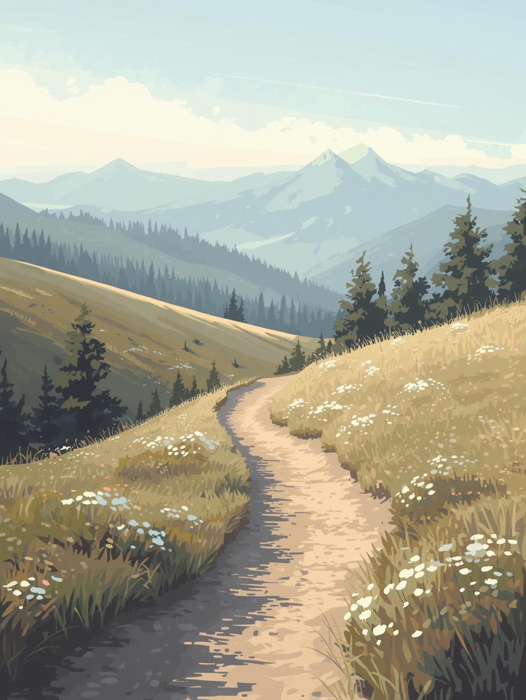 Paint by Number Mountain Meadow Trail – DIY Paint by Number Kit