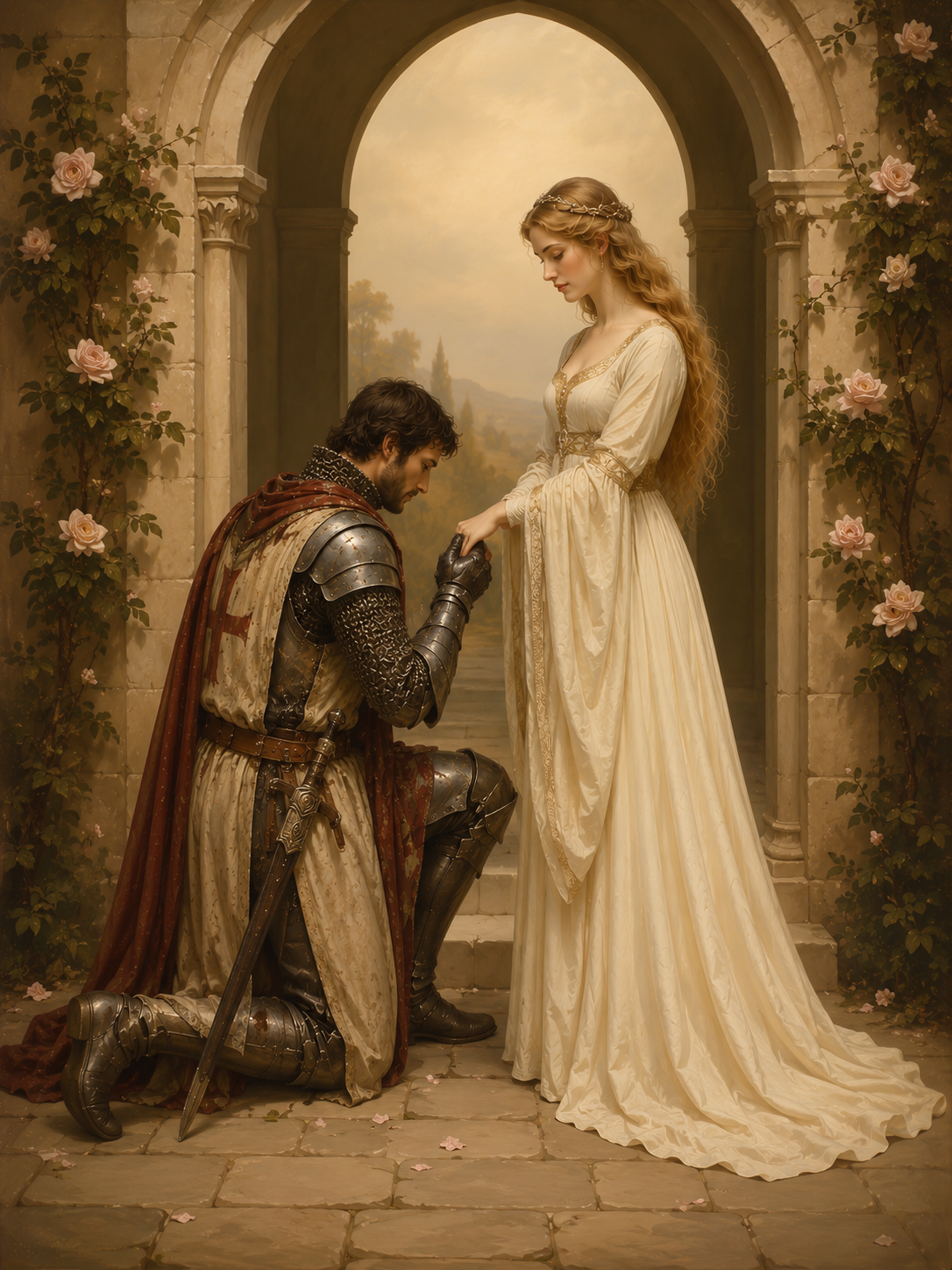 Paint by Number Medieval Knight’s Devotion – Acrylic Painting Kit for Adults