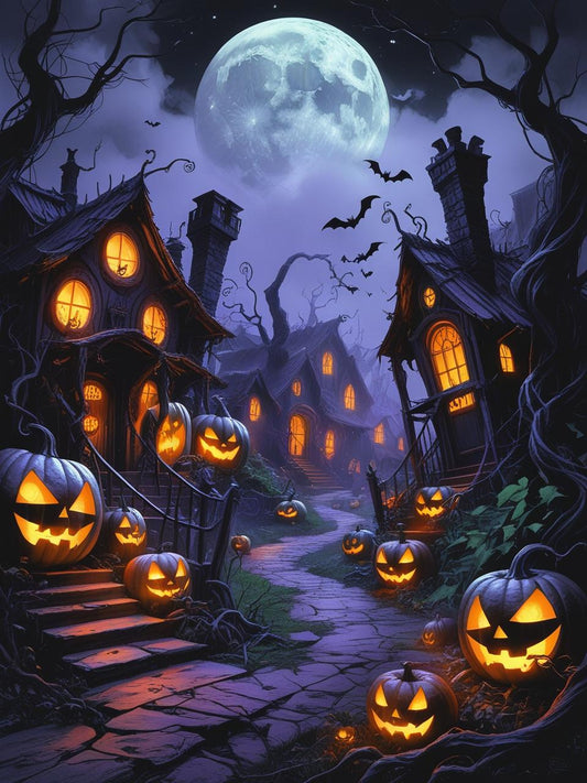 Haunted Streets of Halloween Town Paint by Number