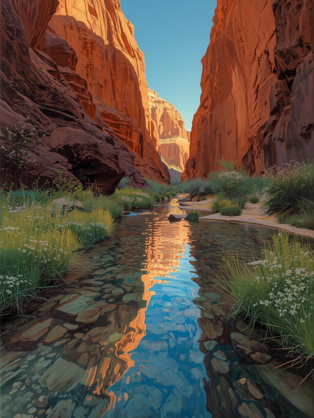 Paint by Number Red Rock Canyon Creek with Reflections – Paint by Number Kit for Adults