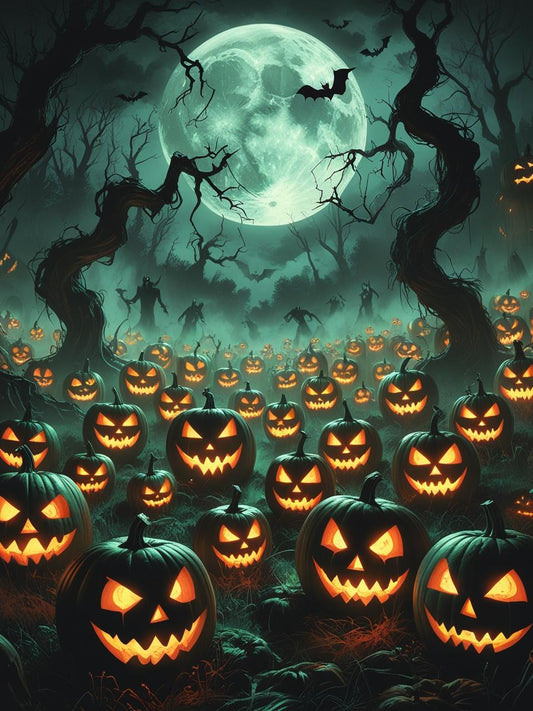Moonlit Pumpkin Patch Army Paint by Number