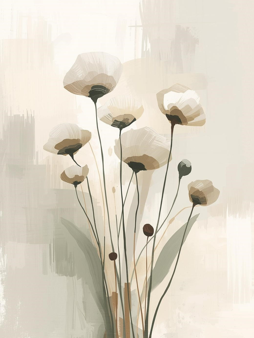 Paint by Number Soft Teal Wildflowers – Minimal Botanical Canvas Kit for Adults
