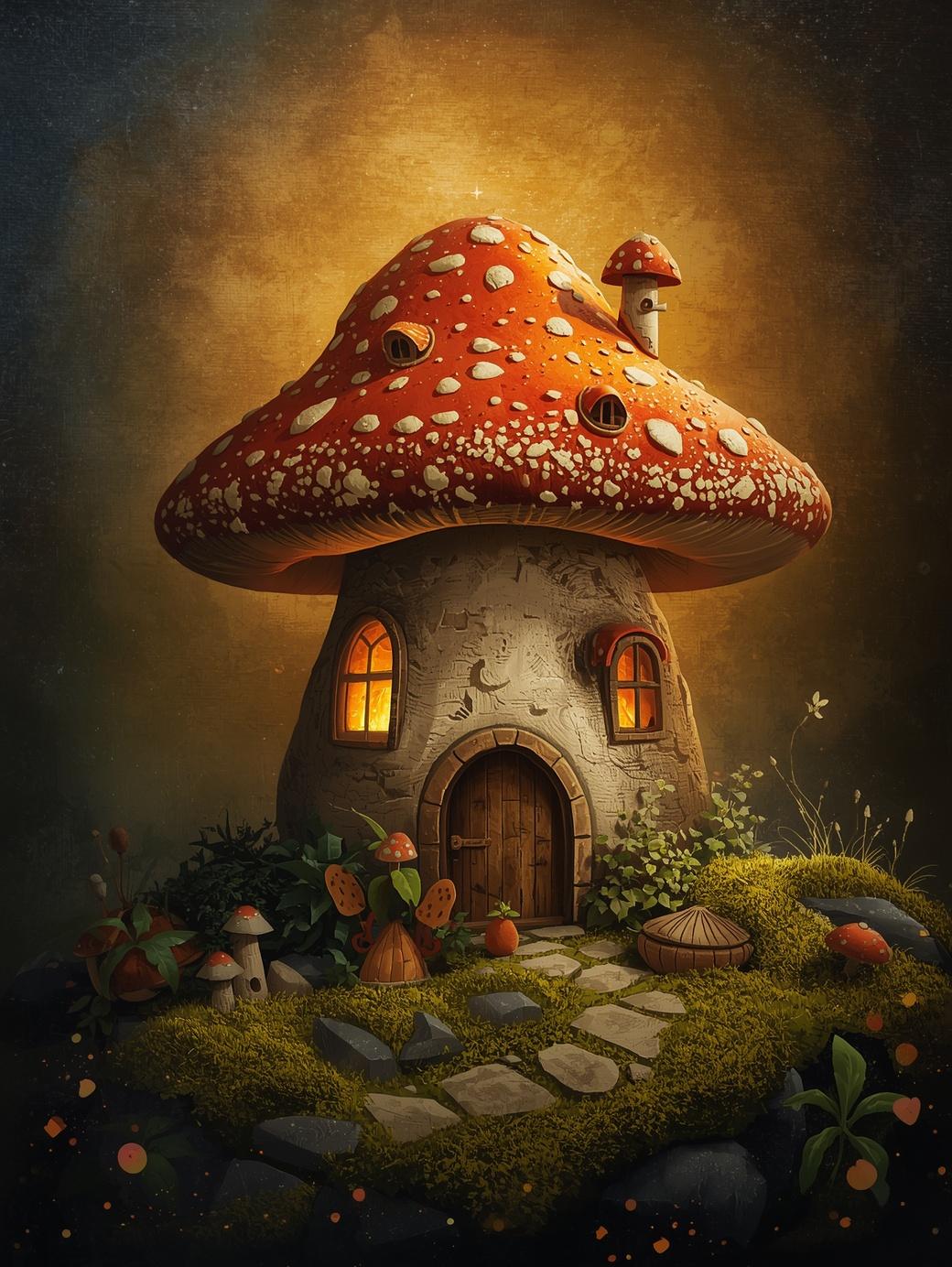 Paint by Number Cozy Mushroom Cottage – Paint by Number for Adults