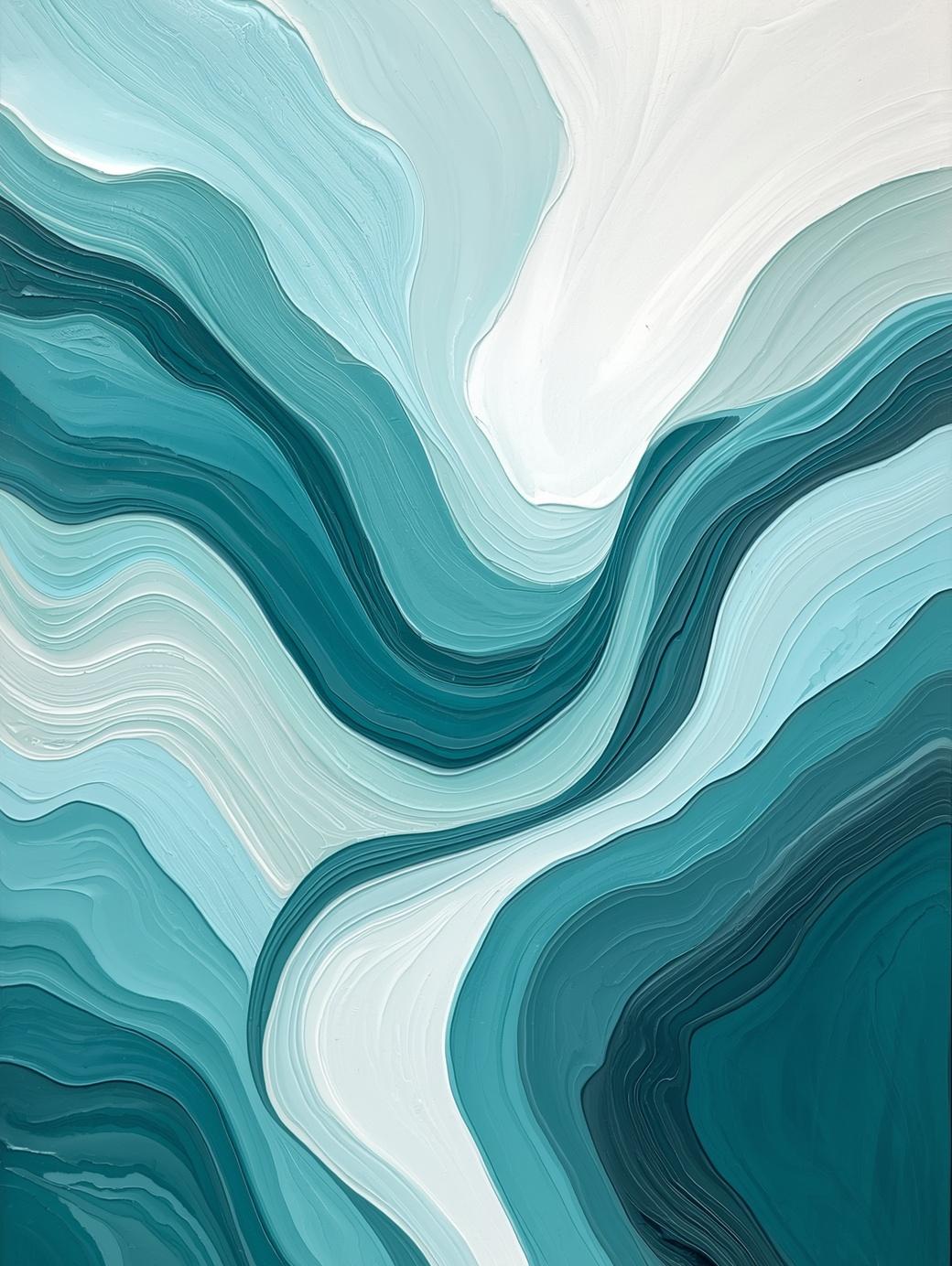 Paint by Number Abstract Ocean Flow – Teal Wave Wall Art Kit for Adults