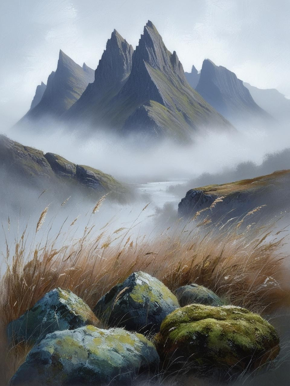Paint By Number MIsty Mountains