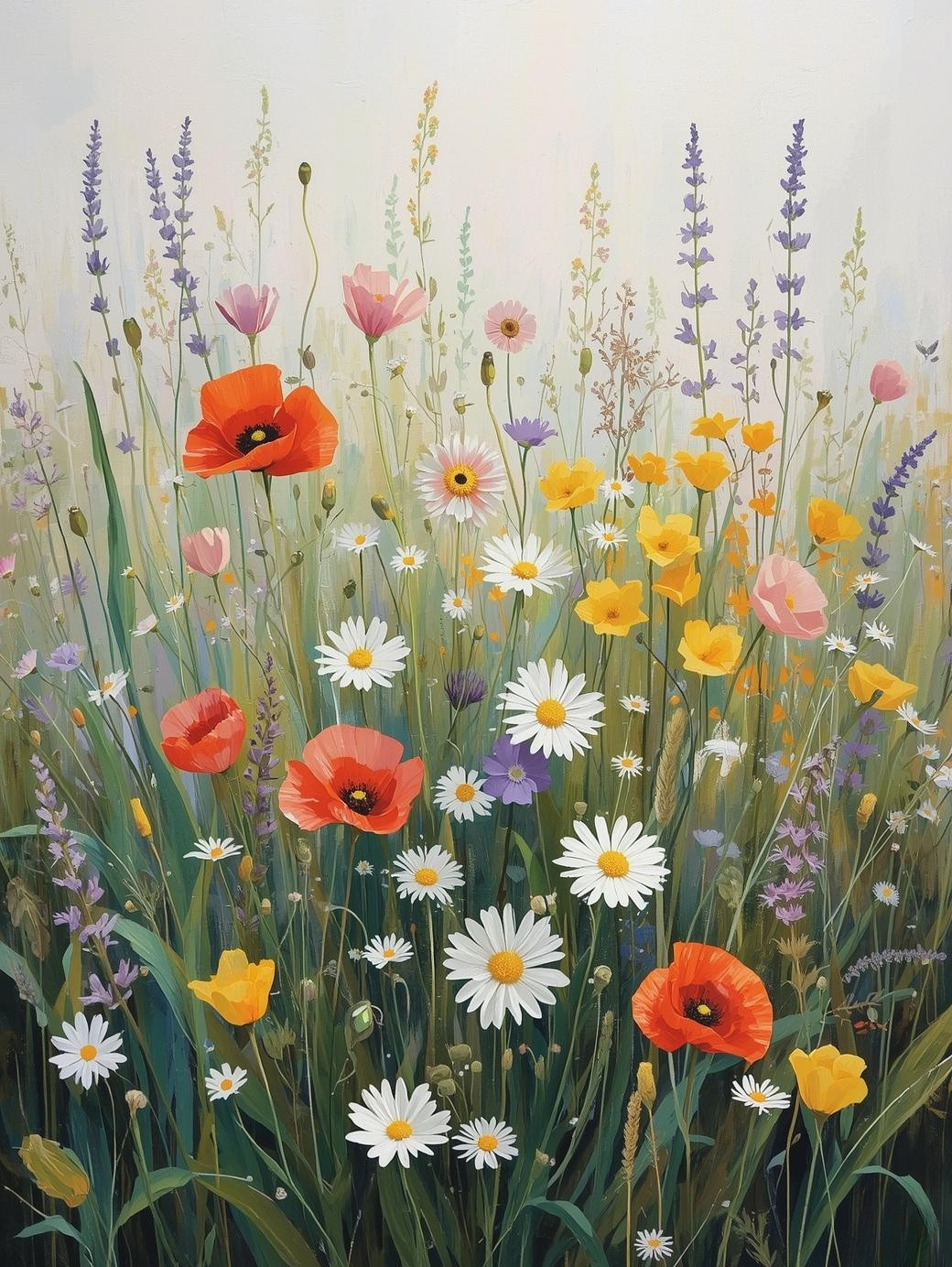 Paint by Number Spring Wildflower Garden – Vibrant DIY Canvas Kit for Adults, Lush Blooming Meadow Painting