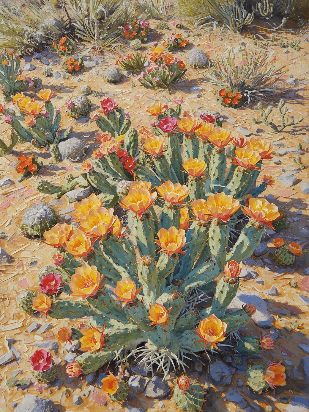 Paint by Number Blooming Desert Landscape with Cactus and Wildflowers – DIY Paint by Number Kit