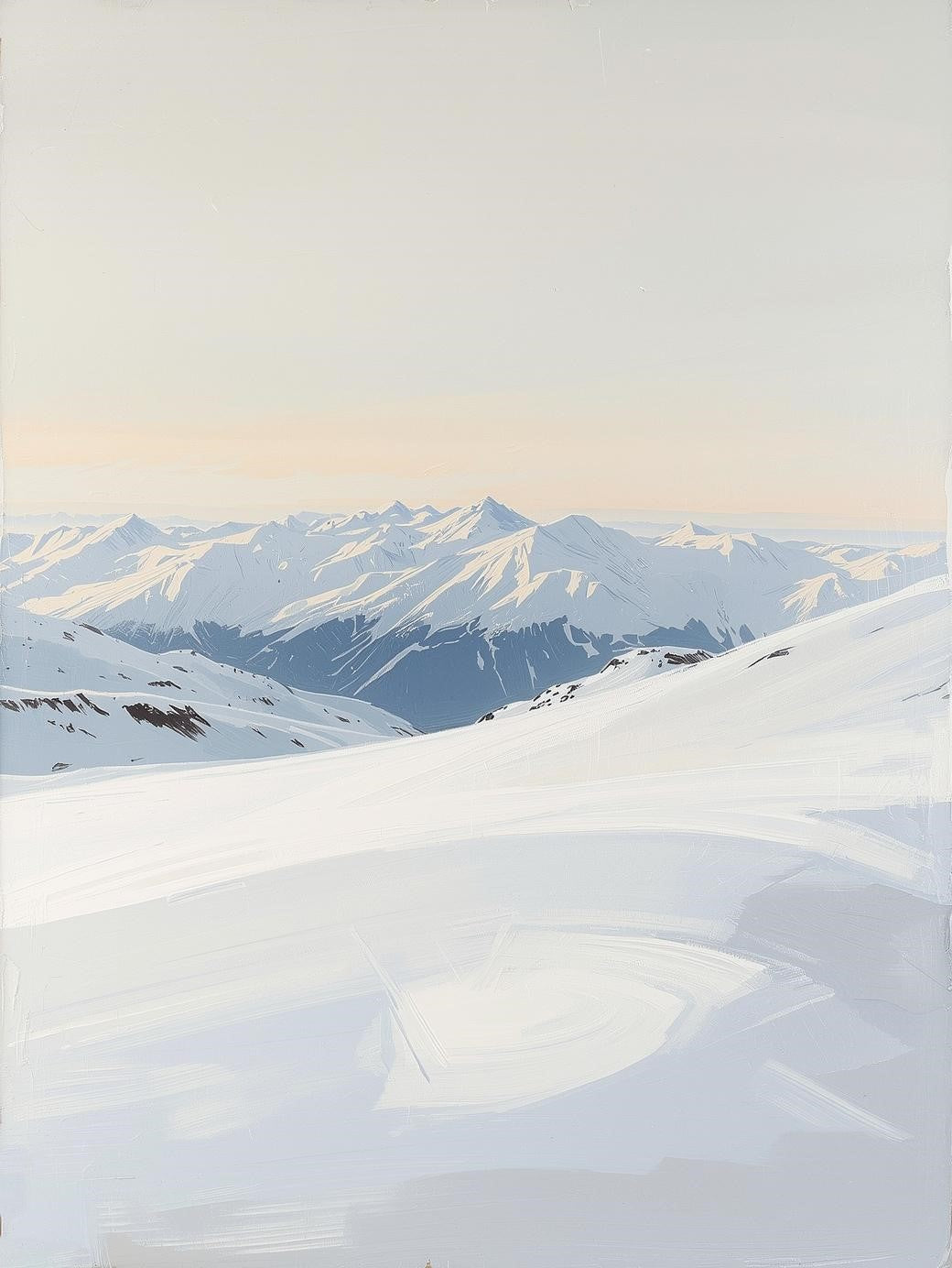 Paint by Number Minimal Snowy Mountain Horizon - DIY Paint by Number Kit for Adults