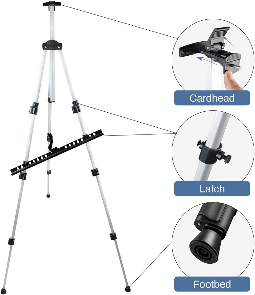 Artist's Adjustable Metal Tripod Easel with Portable Carrying Case