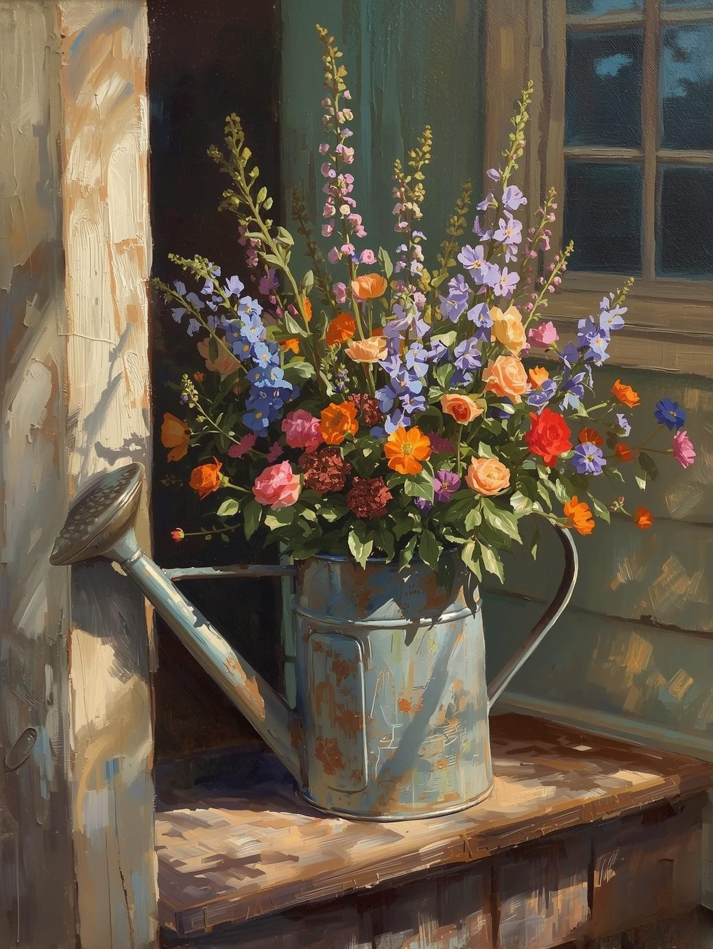 Paint by Number Wildflowers in a Watering Can – Whimsical Spring Canvas DIY Kit for Floral Art Lovers