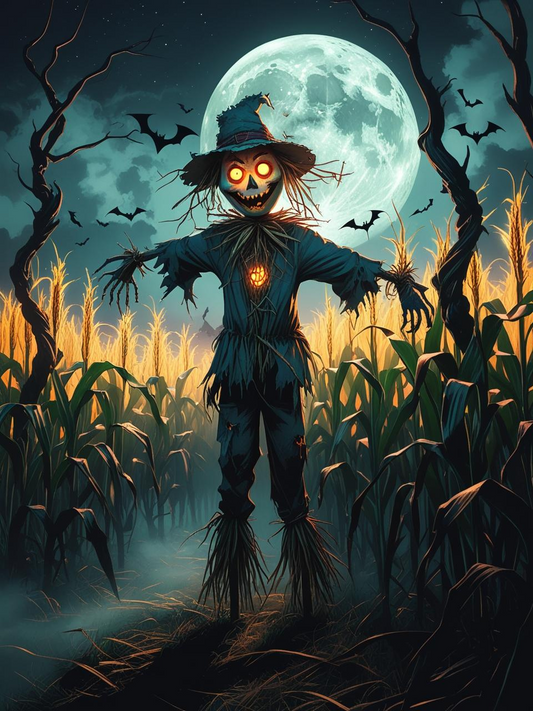 Moonlit Scarecrow Horror Paint by Number