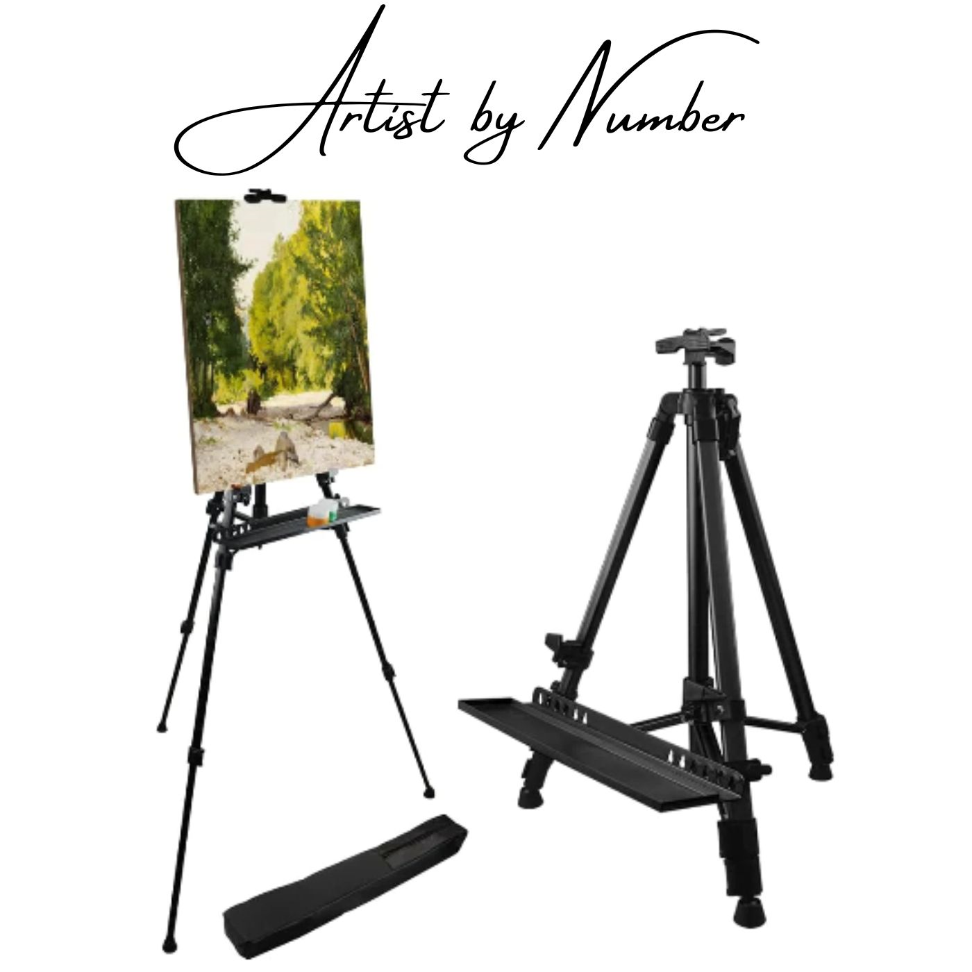 Artist's Adjustable Metal Tripod Easel with Portable Carrying Case