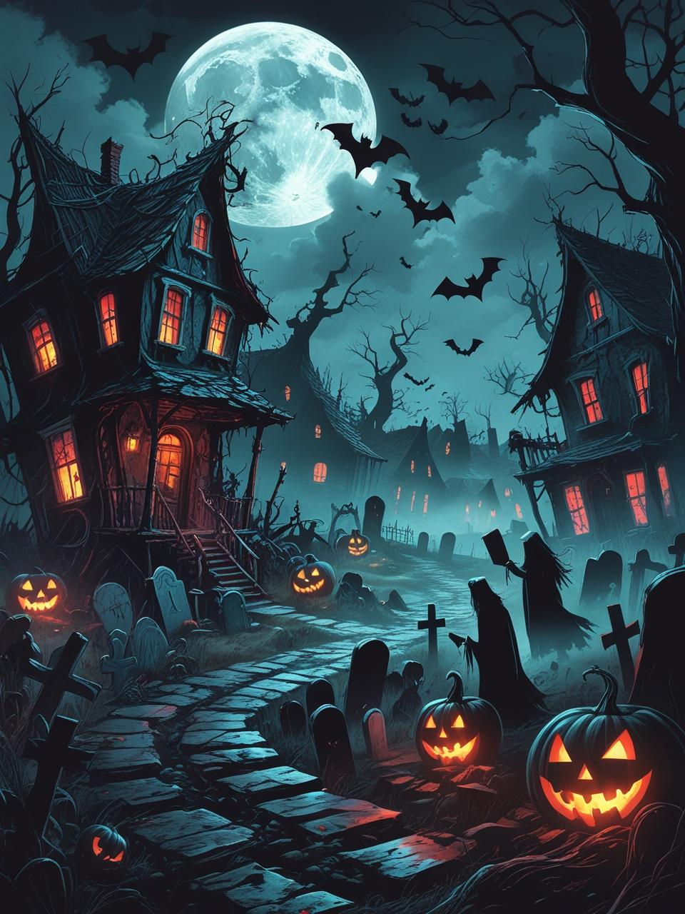 Foggy Hollow Halloween Village Paint by Number