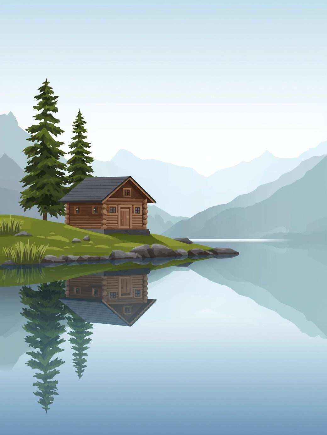 Paint by Number Peaceful Lakeside Cabin Reflection – Paint by Number Kit for Adults