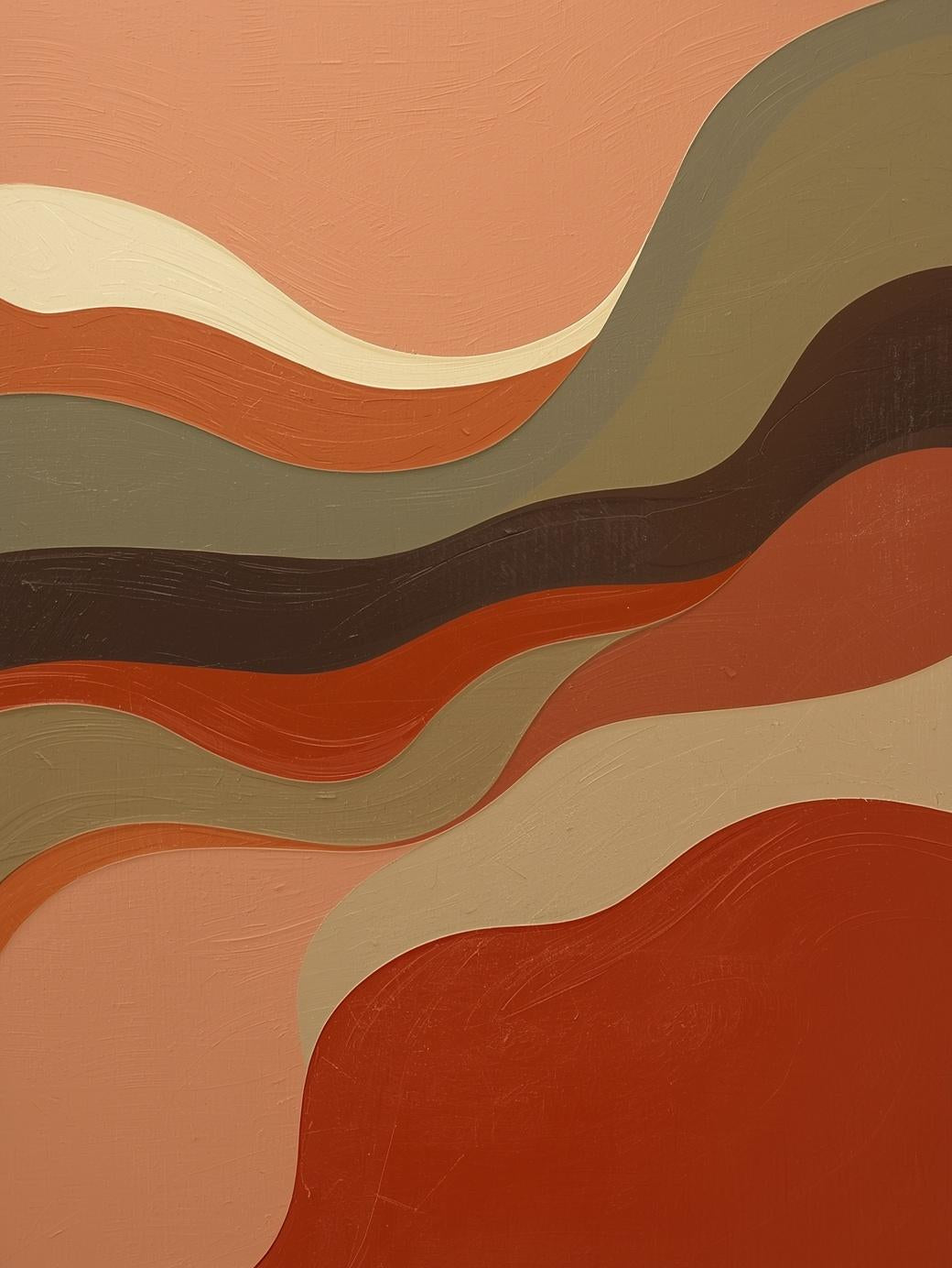 Paint by Number Abstract Terracotta Flow Waves – Warm Earth Tone Wall Art for Adults