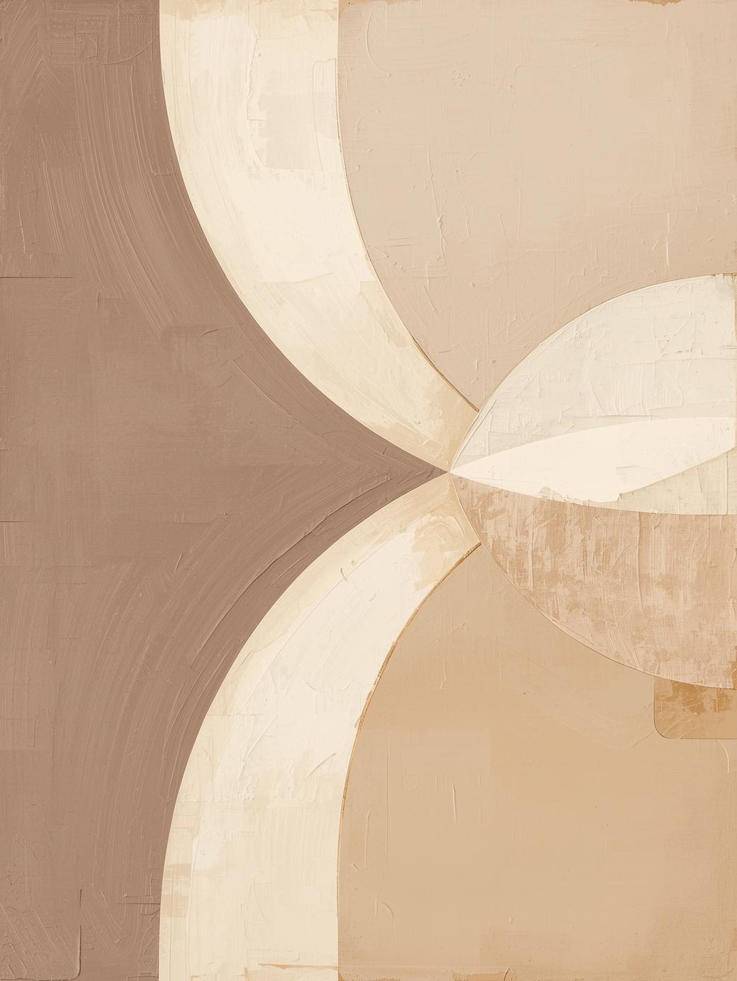Paint by Number Abstract Neutral Petal Form – Elegant Minimalist Wall Art