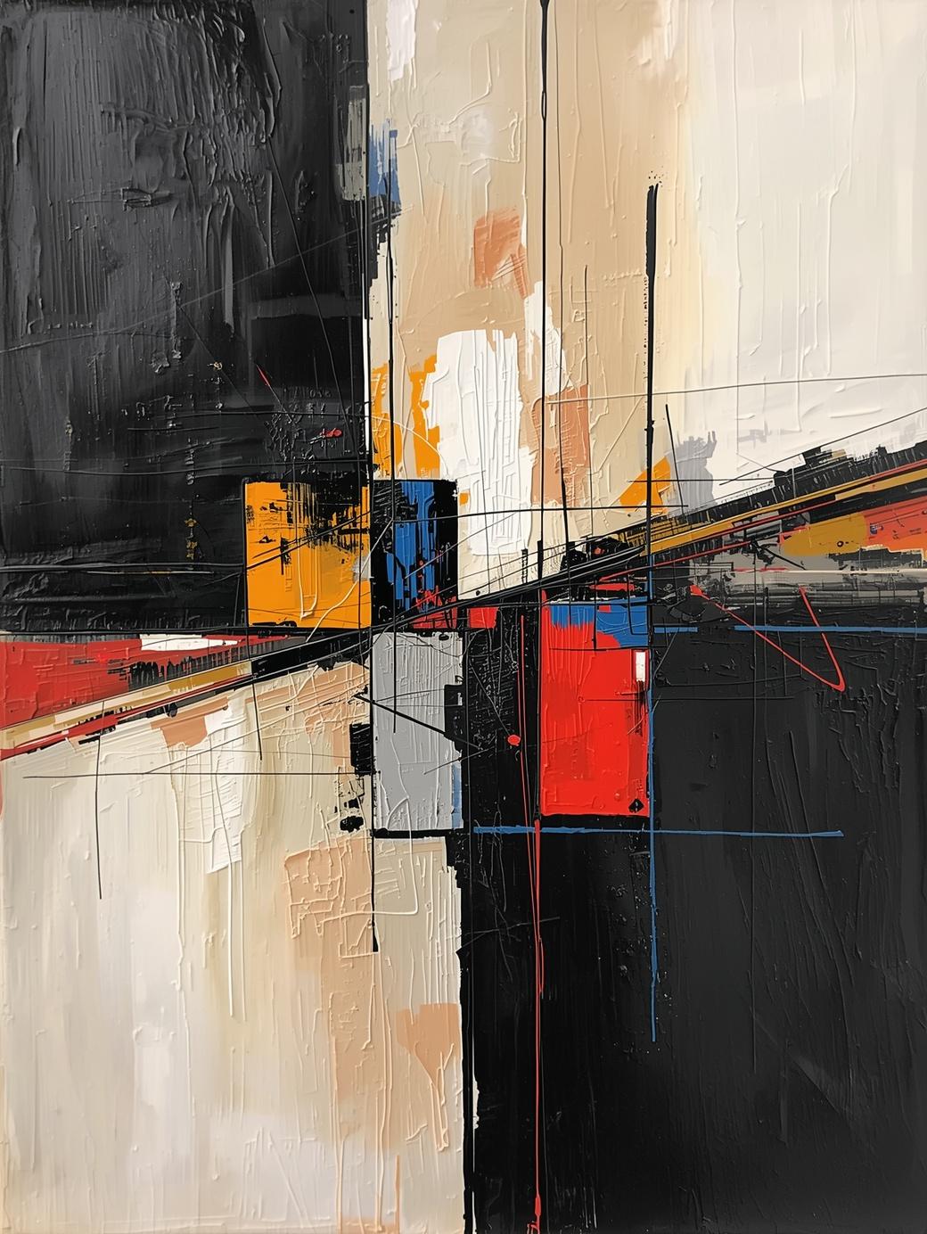 Paint by Number Abstract Urban Grid Composition – Modern Geometric Wall Art for Adults