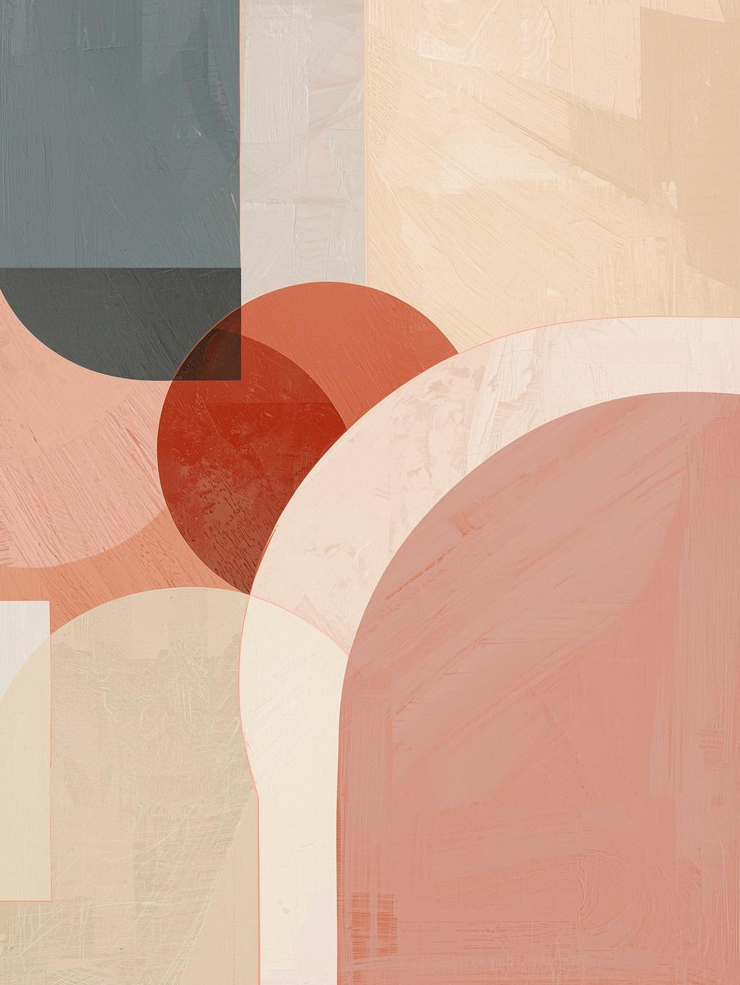 Paint by Number Abstract Coral Circle & Arch – Contemporary Minimalist Wall Art