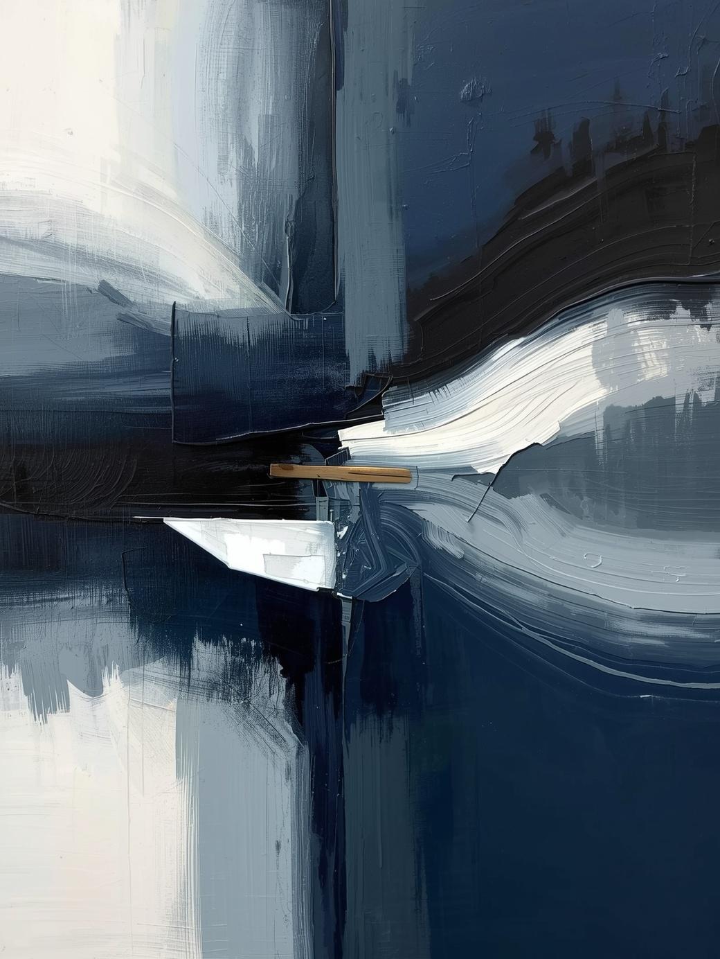 Paint by Number Abstract Blue Cross Flow – Contemporary Modern Canvas Kit for Adults
