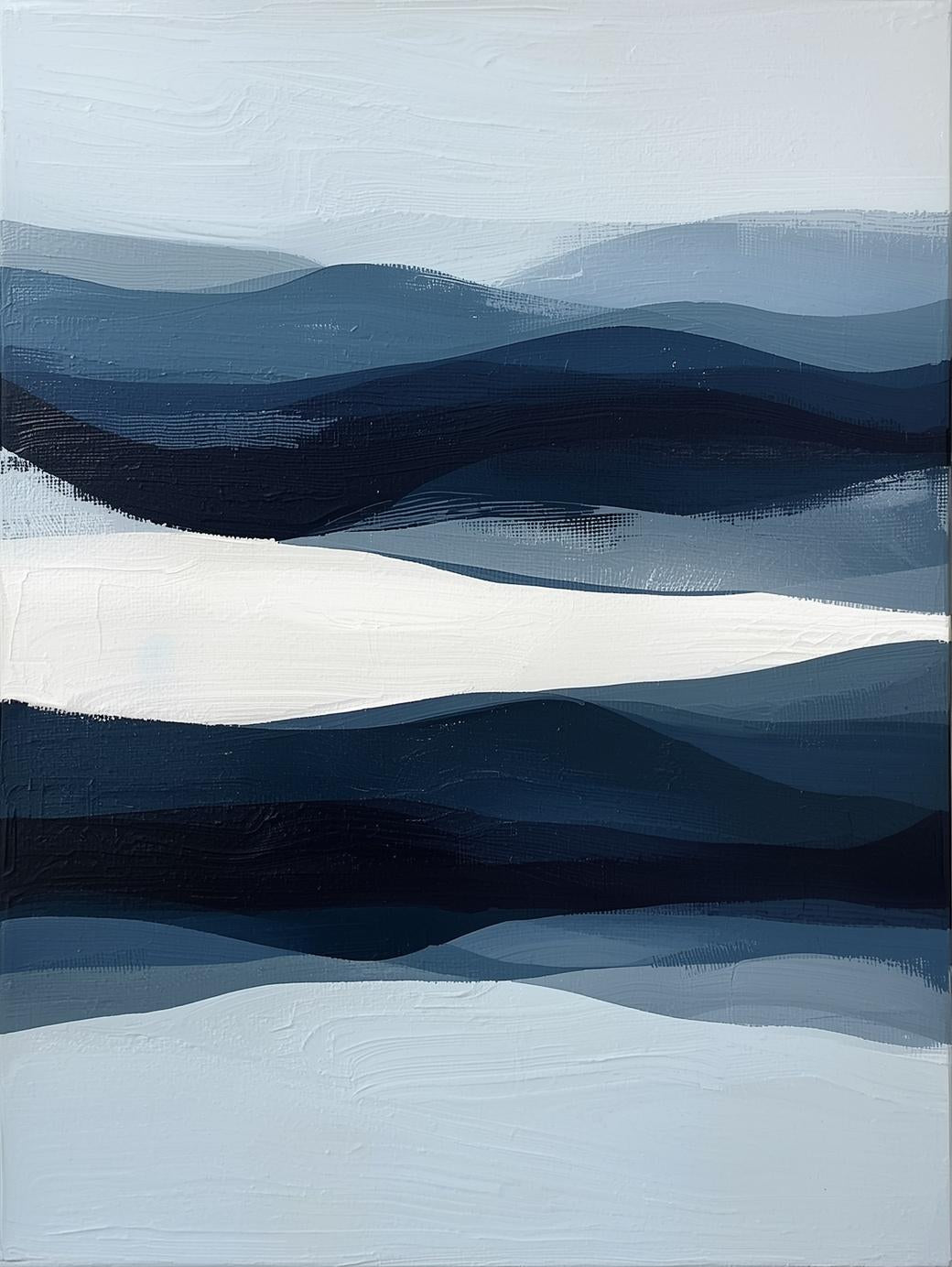 Paint by Number Abstract Navy Horizon Waves – Contemporary Coastal Wall Art