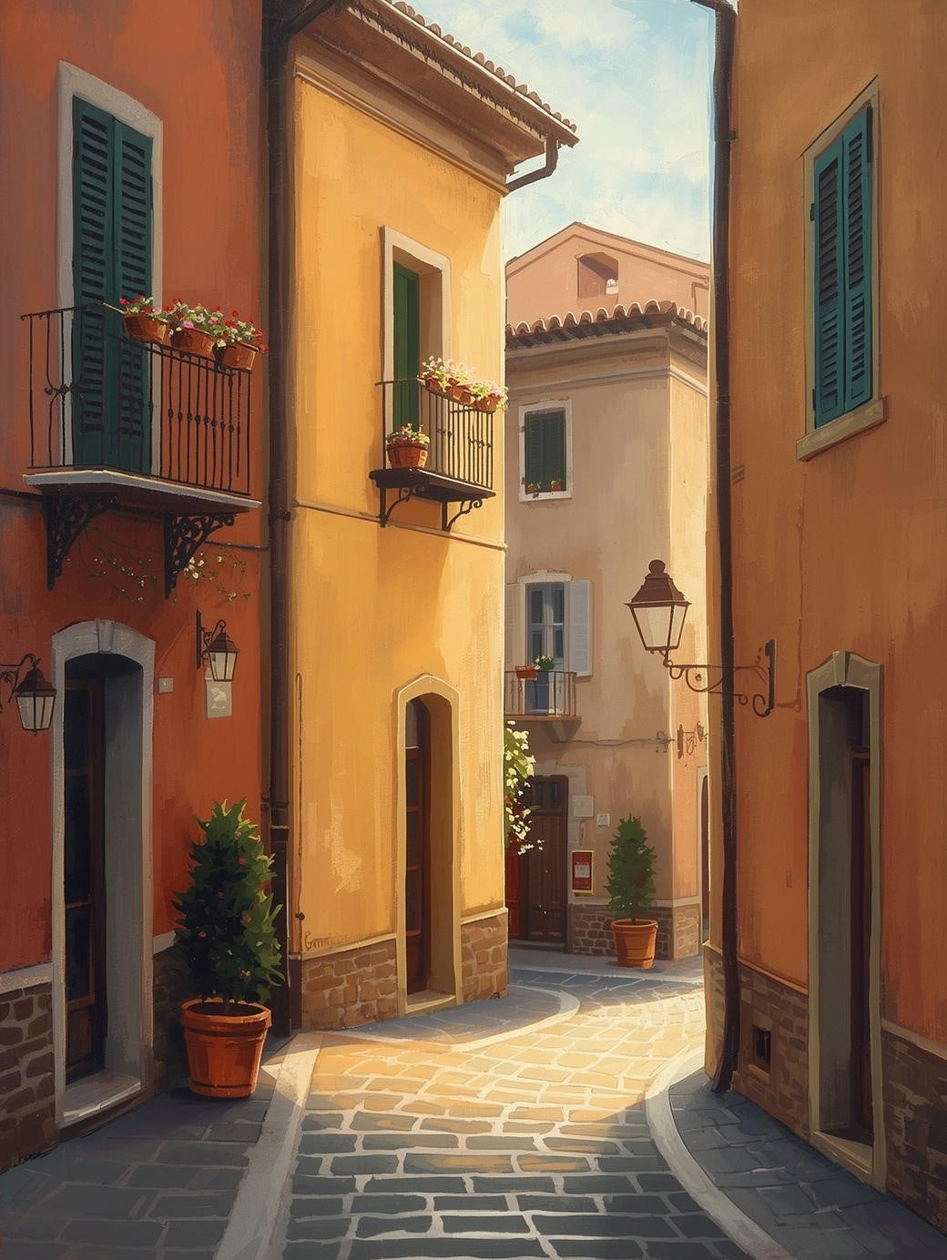 Paint by Number Charming Italian Alleyway with Balconies – Paint by Number Kit for Adults