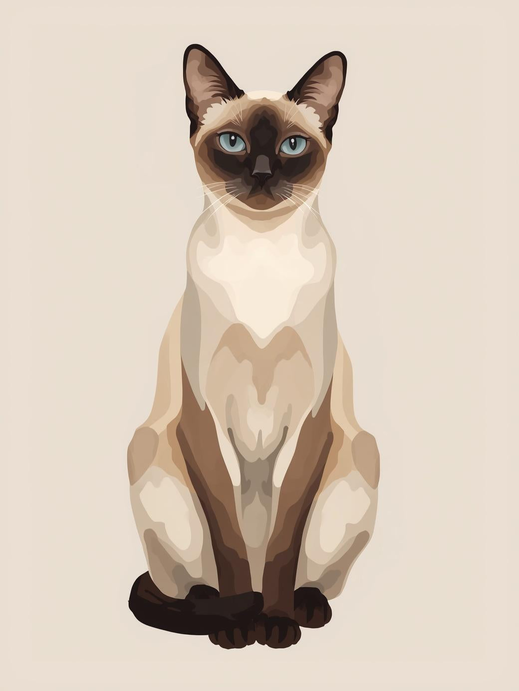 Paint by Number Elegant Siamese Cat Portrait – Easy Paint Kit for Adults
