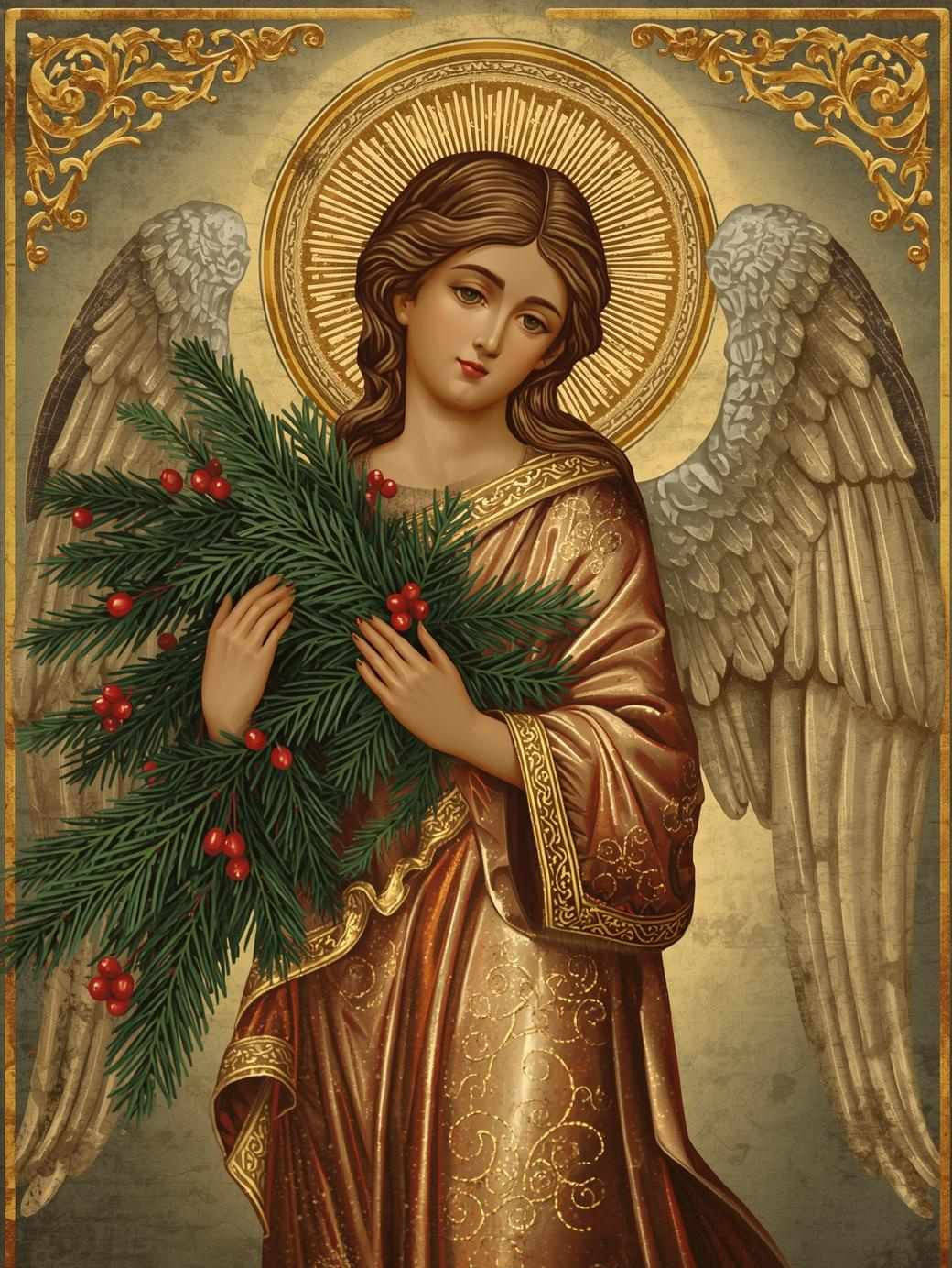 Holiday Angel with Garland Paint by Number
