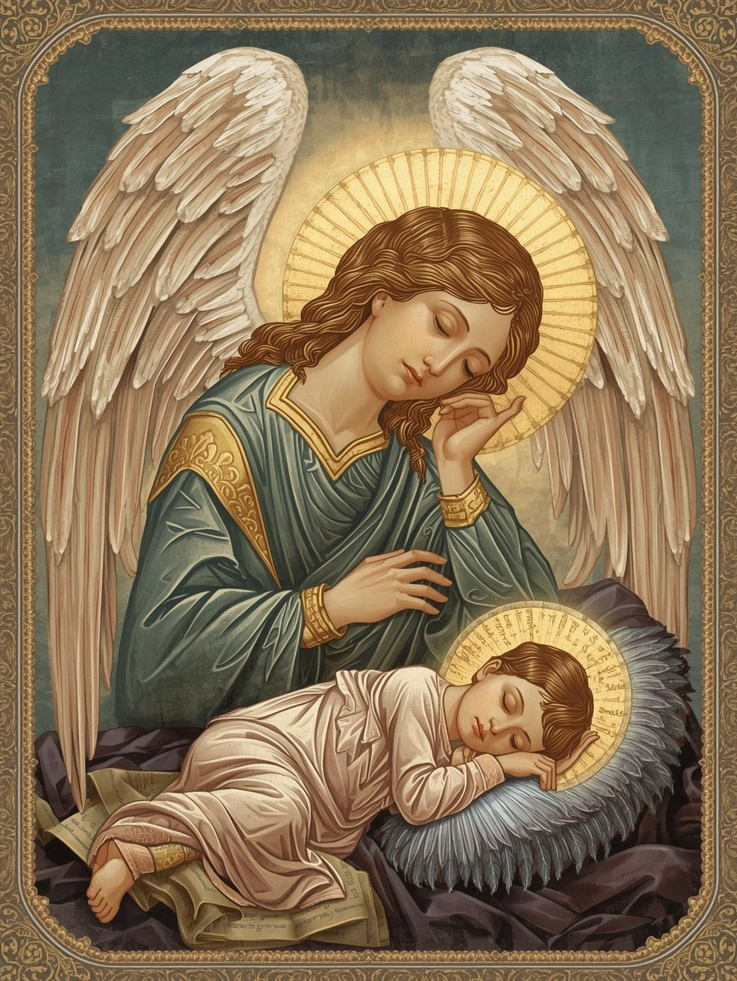 Angel Protecting Child – Heavenly Watch Icon Paint by Number