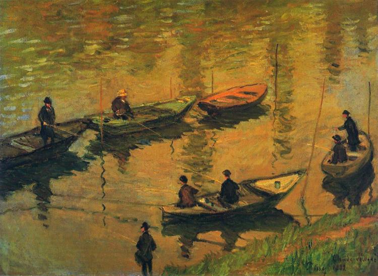Paint By Number Anglers on the Seine at Poissy - Claude Monet