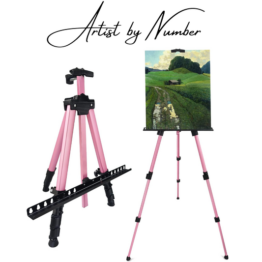 Artist's Pink Adjustable Metal Tripod Easel with Portable Carrying Case