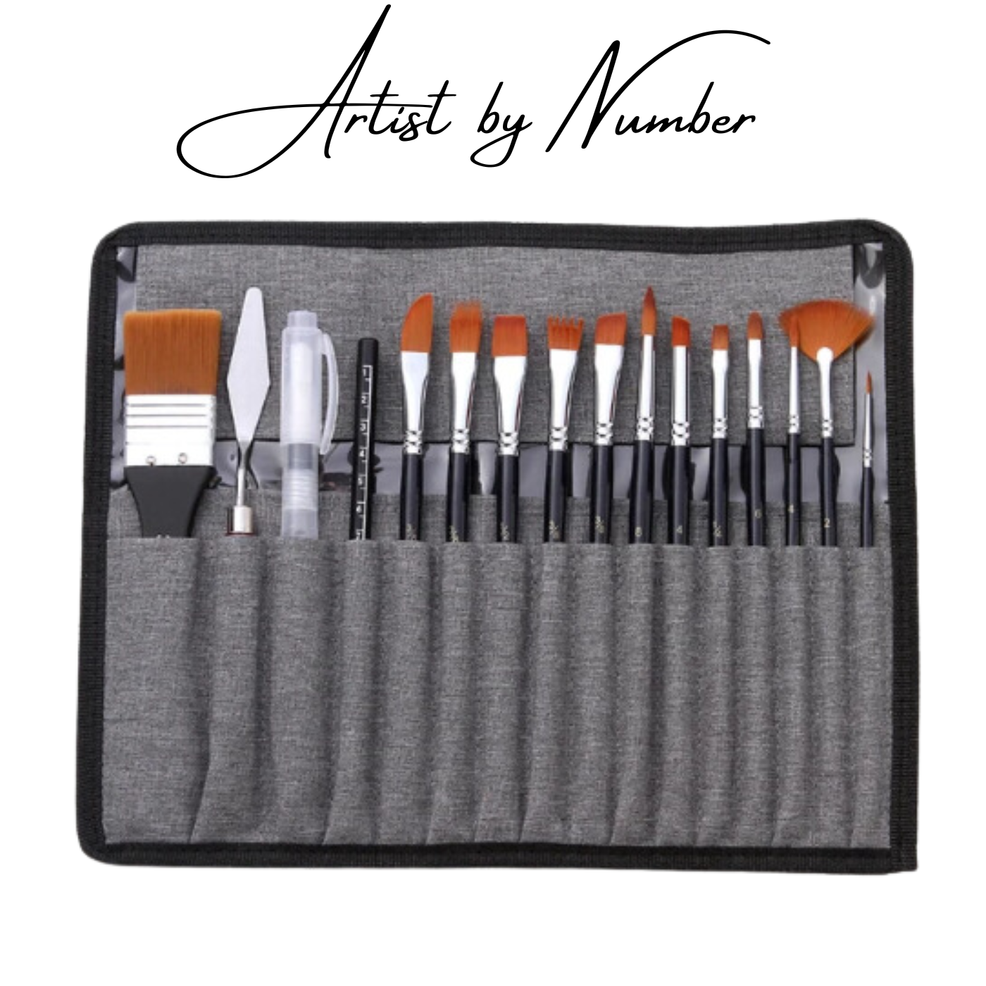 18pcs Premium Artist Paint Brush Set with Roll up Pouch