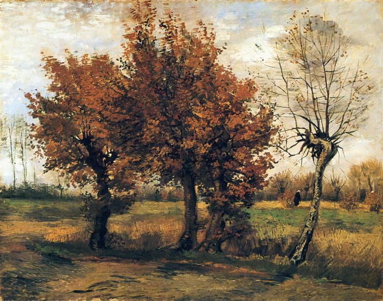 Autumn Landscape with Four Trees - Vincent Van Gogh Paint by Number