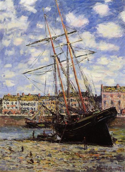Paint By Number Boat at Low Tide at Fecamp - Claude Monet