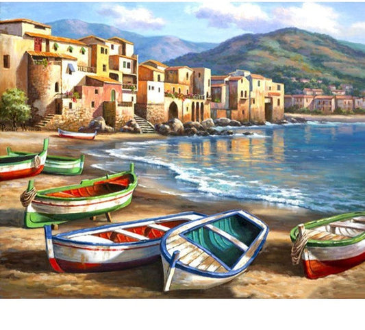Boats at Low Tide Diamond Painting Set