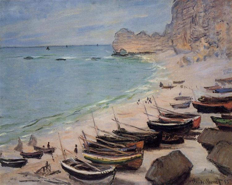 Paint By Number Boats on the Beach at Etretat - Claude Monet