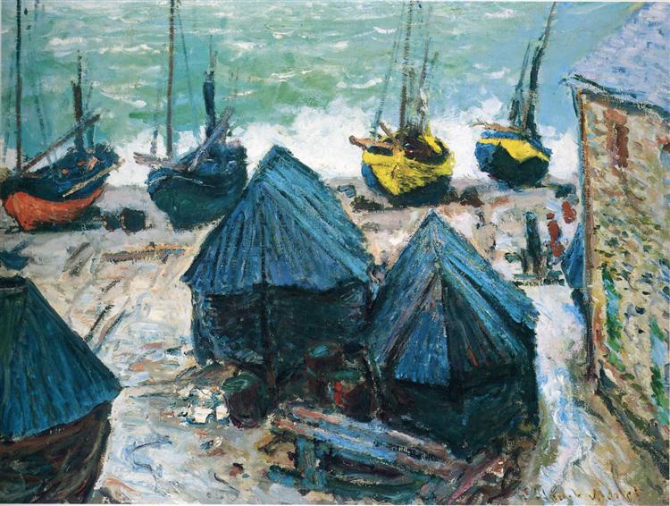 Paint By Number Boats on the Beach at Etretat 1- Claude Monet