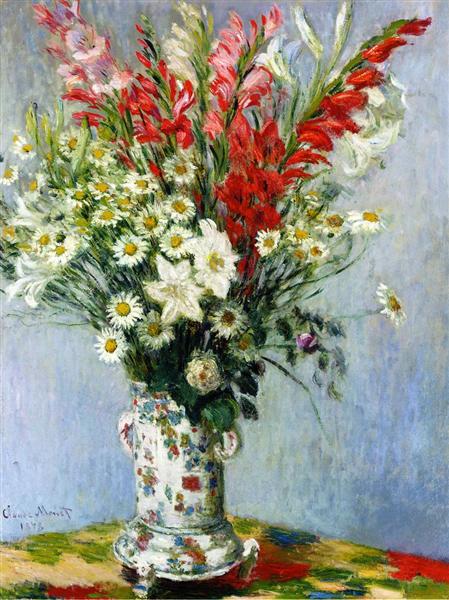 Paint by Number Bouquet of Gadiolas, Lilies and Dasies by Claude Monet