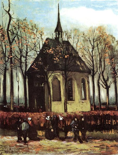 Congregation Leaving the Reformed Church in Nuenen - Vincent Van Gogh Paint by Number