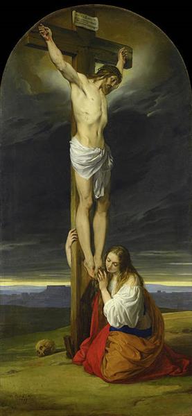 Paint By Number Crucifixion with Mary Magdalene Kneeling and Weeping - Francesco Hayez