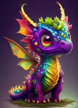 Paint by Number Cute & Colorful Dragon